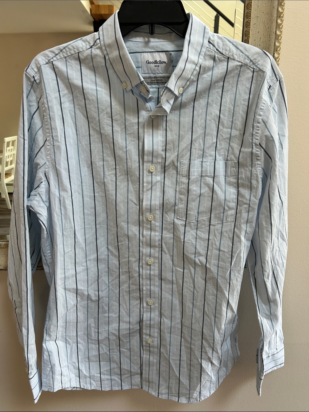 Goodfellow & Co Blue and Navy Vertical Stripe Button-Down Shirt